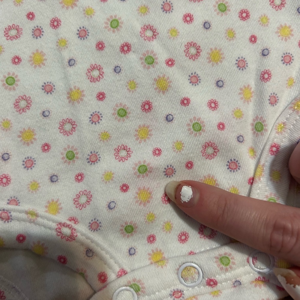 Vintage Carter’s White Floral Peter Pan Onesie Size Newborn 100% Cotton - Picture 4 of 5